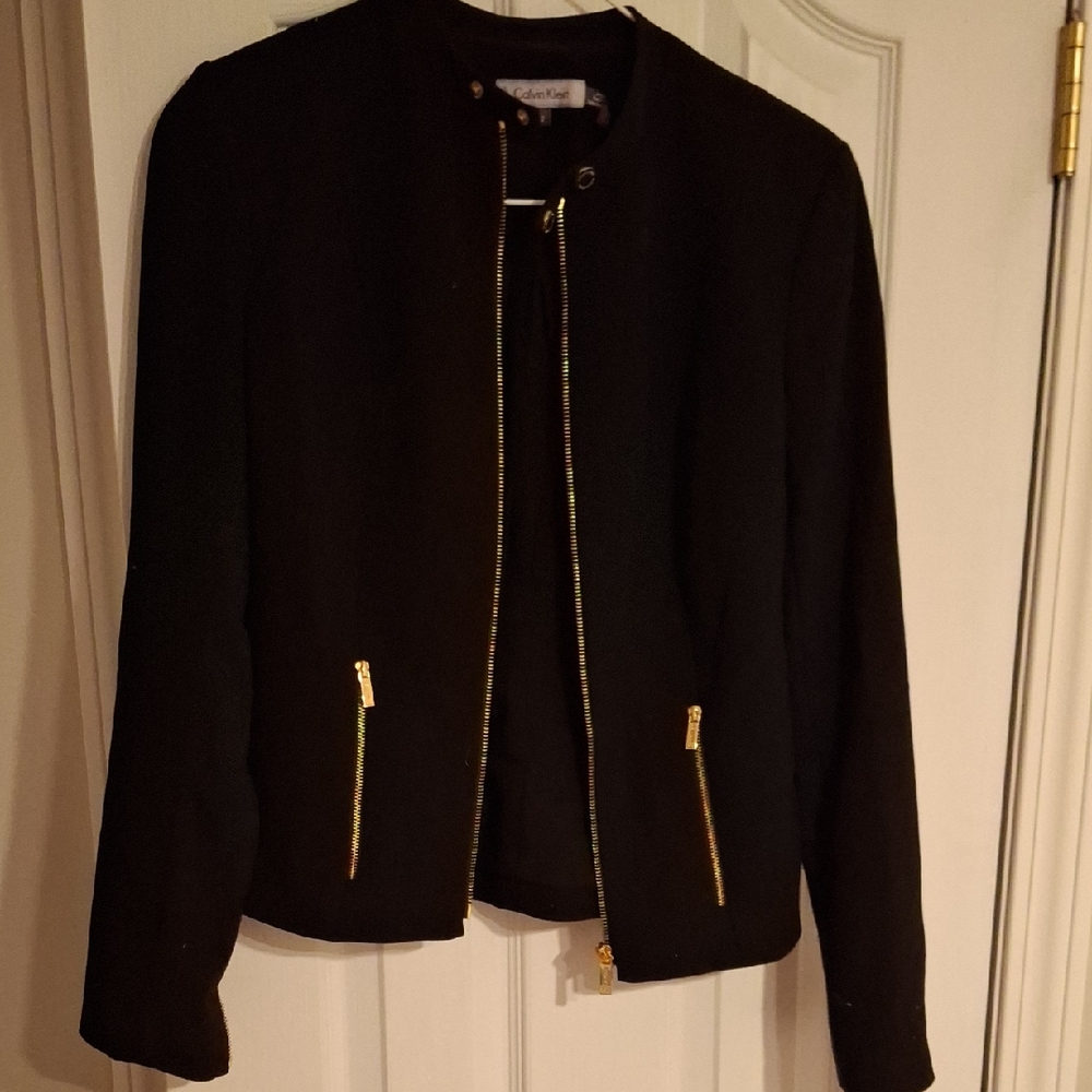 Rachel Zoe Black and Gold Blazer with Stand-Up Collar